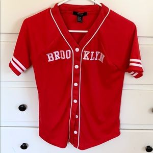 Forever 21 red Brooklyn baseball jersey shirt